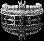 HARAHU Brățări GE-34388 - Argintie / Neagră KP34388