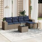 vidaXL Set mobilier grădină cu perne, 6 piese, gri, poliratan (3264406)