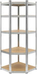 Rebel Sarokpolcos fém állvány 2 az 1-ben 5 polc garázshoz 180x90x40cm polconkénti teherbírással 875kg (RB-1254)