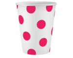 Színes Vörös Magenta Polka Dots papír pohár 6 db-os 250 ml