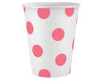 Színes Rózsaszín Pink Polka Dots papír pohár 6 db-os 250 ml