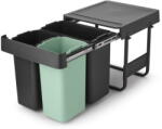 Brabantia Вградено пластмасово кошче за боклук за рециклиране в цвят мента и тъмносиво 40 l Sort&Go - Brabantia (232541)
