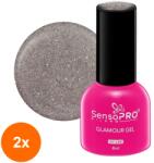 SensoPRO Set 2 x Oja Semipermanenta Glamour Gel SensoPRO Milano 8 ml, Platinum Dust 110