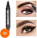 Karite Set 2 x Eyeliner si Creion Microblading Sprancene 2 In 1, Karite The Cat Eyes Beauty