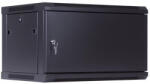 Techson 600 × 450 mély 4U magas, fali 19"-os rackszekrény, teli ajtó, fekete (rack_tc_60x45x4U_teli) - ipkameradiszkont