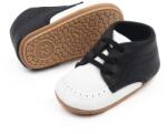 SuperBebeShop Pantofiori albi cu negru cu sireturi din elastic pentru baietei