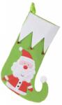 Decorer Ciorap decorativ Craciun verde alb rosu model Mos Craciun 27x40 cm (A16.03.78Bdeco)