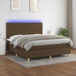 vidaXL barna szövet rugós és LED-es ágy matraccal 160x200 cm (3135288)
