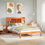 vidaXL barna tömör fenyőfa könyvespolcos ágy matrac nélkül 135 x 190cm (3322614)