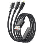  USB-A 3in1 cable, Essager, EXCMTL-JJ01-P, USB-C/Lightning/Micro, 100W, 1.2m (black) (EXCMTL-JJ01-P)