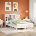 vidaXL fehér tömör fenyőfa könyvespolcos ágy matrac nélkül 135x190 cm (3322925)