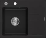 Mexen Ben, 1 kamrás gránit mosogató 600x500x190 mm, bal + króm szifon, fekete, 6522605000-77 (6522605000-77)