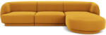 Micadoni Coltar modular Miley cu tapiterie din catifea si colt pe partea dreapta, galben (MIC_RC_51_F1_MILEY7)