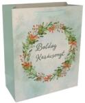  Dísztasak 26x32x12cm Boldog Karácsonyt felirattal glitteres papír kék (DD65386)