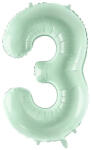 Partydeco Számos lufi 28" 72cm óriás világoszöld szám, számjegy 3-as (LUFI174259)