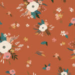 Takoy Bársony / velvet szövet Doris virágok fahéj alapon