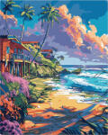 Figured Art Set pictura pe numere, cu sasiu, Case pe malul marii, 40x50 cm (FA10301-Y)