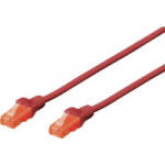 ASSMANN RJ45 Hálózat csatlakozókábel CAT 6 U/UTP 1x RJ45 dugó - 1x RJ45 dugó 5 m Piros UL minősített Digitus
