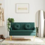 vidaXL sötétzöld szövetpad párnákkal 113x64, 5x75, 5 cm (372134) - vidaxl