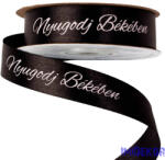  Nyugodj Békében sima feliratos szatén gyász szalag 20mm x 20m - Fekete