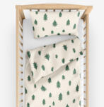 Goldea gyermek pamut ágyneműhuzat kiságyba - fenyőfák natúr alapon 110 x 125 és 35 x 55 cm