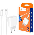 DENMEN Pachet Set 10buc x Incarcator Type C cu cablu Type C 3.6A, 20w, PD, Alb, Denmen (MC029978-10buc)