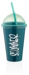 LUXPLASTIC IRIS L-00850 Sumer pohár szívószállal 450ml, rózsaszín, sárga vagy cián színű (L-00850) - bestbyte