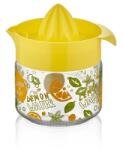 LUXPLASTIC IRIS C-00203 Fresia mintás citromfacsaró üveg tárolóval 300ml, narancs vagy citromsárga színű (C-00203) - bestbyte