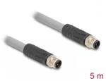 Delock Cablu M12 L-coded 5 pini PUR/medii industriale T-T 5m Gri, Delock 80536 (80536)