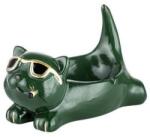 Angelo márkájú cigarettázó napszemüveges cicát formáló kerámia hamutartó - Sötétzöld (A-401061-zöld)