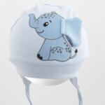 NEW BABY Căciuliță din bumbac pentru bebeluși New Baby Happy Elephant albastră, mărime 80/86