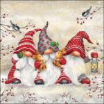 Ambiente Karácsonyi manók nyuszival szalvéta - Three dwarfs (VR-33318910)