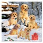 Ambiente Karácsonyi kutyás szalvéta - 25x25 cm - Golden retriever puppies (VR-32518885)