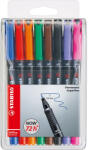 STABILO Alkoholos marker készlet 0, 4mm, STABILO OHPen S, 8 klf. szín - delfinbuvar