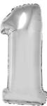  1 szám alakú fólia lufi, ezüst, 80 cm - delfinbuvar