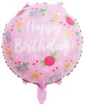Balloons4party Balon folie Happy Birthday roz flori 45 cm - articole-petreceri - 9,99 RON