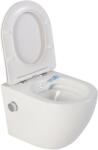Foglia Vas wc suspendat cu functie bideu, semirotund, rimless, apa calda rece, capac soft close, baterie crom Foglia Oslo (O-B2342-BD)