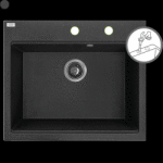 Laveo Tau, 1 kamrás gránit mosogató 600x500x215 mm, fekete, LAV-SBT_7106 (LAV-SBT_7106)