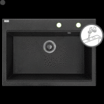 Laveo Tau, 1 kamrás gránit mosogató 700x500x215 mm, fekete, LAV-SBT_7107 (LAV-SBT_7107)