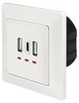 LogiLink PRIZA LOGILINK, de perete, 2 x USB-A 5V/2.4A, 1 x USB-C 5V/3A, ingropata, martori LED, alb, "PA0254" (include TV 0.8lei) (PA0254)