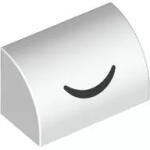 LEGO® 37352pb032c1 - LEGO fehér kocka 1 x 2 x 1 méretű sima, íves tetővel, lehunyt szem mintával (37352pb032c1)