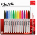 Sharpie Marker cu alcool, 1 mm, conic, SHARPIE "Fine Point", 12 culori diferite (NSH2065404)