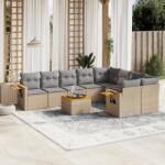 vidaXL 10 részes bézs polyrattan kerti ülőgarnitúra párnával (3227151)