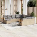 vidaXL 11 részes bézs polyrattan kerti ülőgarnitúra párnákkal (3259609)