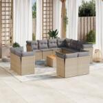 vidaXL 12 részes vegyes bézs polyrattan kerti ülőgarnitúra párnákkal (3256276)