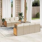 vidaXL 8 részes bézs polyrattan kerti ülőgarnitúra párnával (3227486)