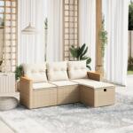 vidaXL 4 részes bézs polyrattan kerti ülőgarnitúra párnákkal (3265272)