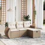 vidaXL 4 részes bézs polyrattan kerti ülőgarnitúra párnákkal (3264064)