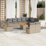 vidaXL 11 részes bézs polyrattan kerti ülőgarnitúra párnákkal (3258482)