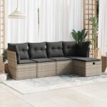 vidaXL 5 részes szürke polyrattan kerti ülőgarnitúra párnákkal (3325266)
